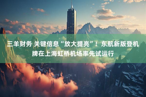 三羊财务 关键信息“放大提亮”！东航新版登机牌在上海虹桥机场率先试运行
