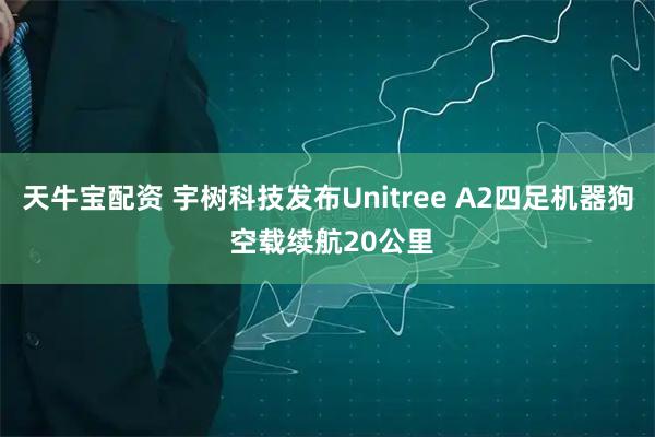 天牛宝配资 宇树科技发布Unitree A2四足机器狗 空载续航20公里